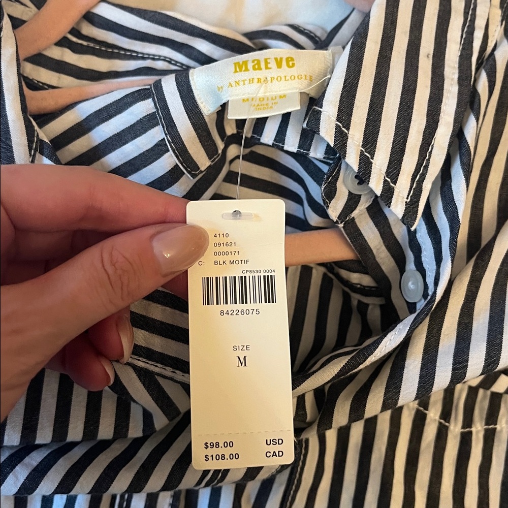 Anthropologie Maeve Black and White Striped Blouse - Picture 4 of 5